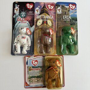 Vintage 1999-2000, 4 Mcdonald's International Teenie Beanie Babies -Cuddly Bears